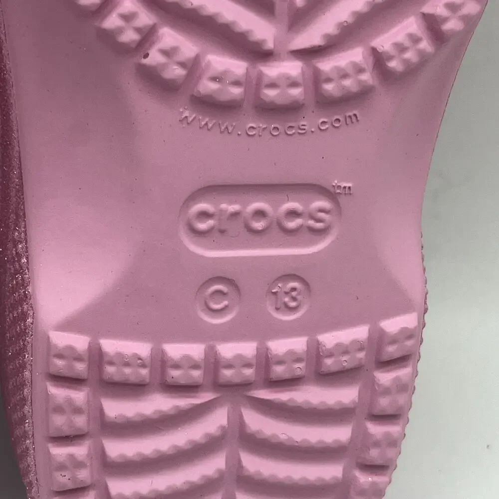 Crocs Girls Classic Clog Slip-On Glitter Pink Sz US C13 206993-6XE NWT